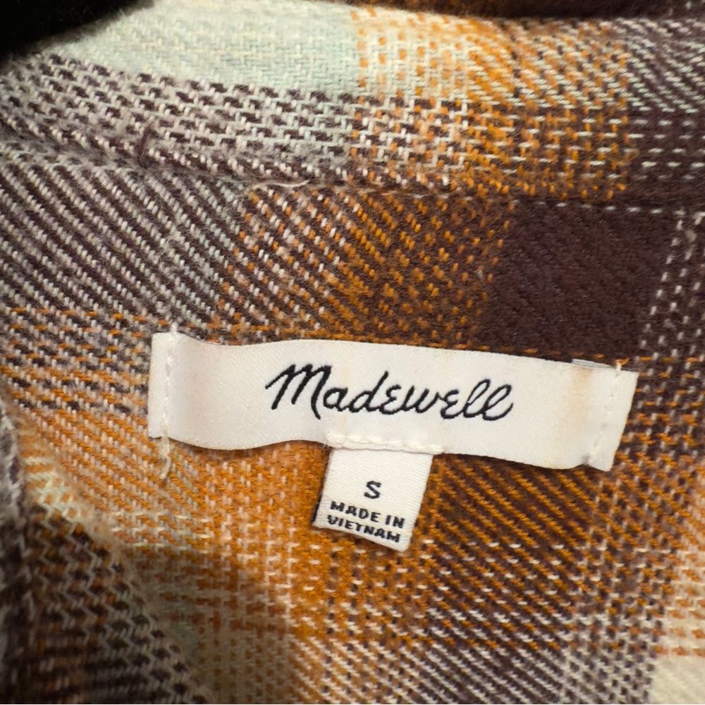 Madewell Flannel Oversized Ex-Boyfriend Button Down Shirt in Bickett Plaid Sz S - Picture 11 of 15
